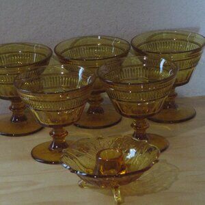 Duncan & Miller Waterford Lot of 5 Sherbet 1 Fenton Candle Holder Vintage Glass